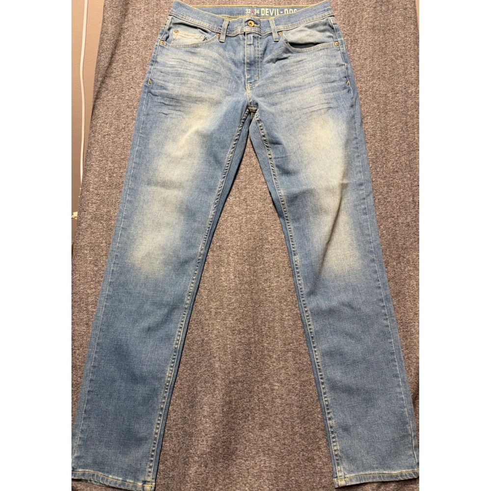 Devil-Dog Dungarees Mens Athletic Fit Light Wash Blue Denim Jeans 32x34